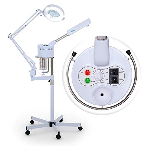 Esthology Professional Salon Multi-Function Ozone Facial Steamer w/ 5 Diopter Magnification Lamp